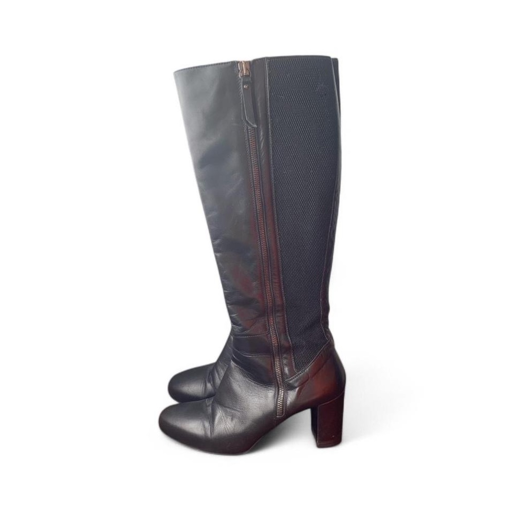 Aquatalia Knee High Heel Leather Boots SZ 9 Comfortable Designer Made In Italy